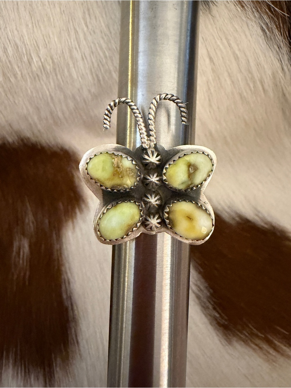 ❤️ Palamino Variscite Butterfly Sterling Silver Ring Adjustable Size 6.25 to 10 - Picture 9 of 14